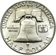 USA - 1/2 Dolara 1963 D - Franklin - Srebro - Stan MENNICZY - UNC