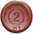 Saksonia - 2 Marki 1921 - PTAK - MIŚNIA - BRĄZOWA CERAMIKA