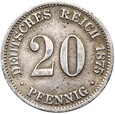 Niemcy - Cesarstwo - 20 Pfennig 1875 C - Srebro - STAN !