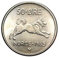 Norwegia - Olaf V - 50 Ore 1965 - PIES - Stan MENNICZY - UNC