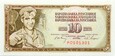 Jugosławia BANKNOT 10 Dinarów 1968 BEZ PASKA - STAN BANKOWY - UNC