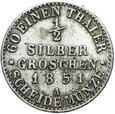 Prusy - Fryderyk Wilhelm IV - 1/2 Grosza 1851 A - Srebro - STAN !