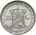 Holandia - Wilhelmina - 2 1/2 Guldena 1937 - Srebro - STAN !