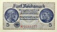 Niemcy - III Rzesza - BANKNOT - 5 Marek 1939-1944 - Stan BANKOWY UNC
