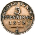 Prusy - Wilhelm I - 3 Pfennig 1872 C - STAN !