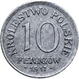 Królestwo Polskie - 10 Fenigów 1917 F - ŻELAZO - STAN !