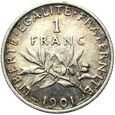 Francja - 1 Frank 1901 - Srebro - STAN !