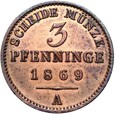 Prusy - Wilhelm I - 3 Pfennig 1869 A - Stan MENNICZY - UNC