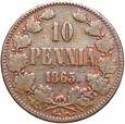 Finlandia - Car Aleksander II - 10 Pennia 1865 - STAN !