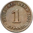 Niemcy - Cesarstwo - 1 Pfennig 1893 J - RZADSZA !