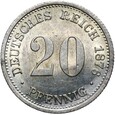 Niemcy - Cesarstwo - 20 Pfennig 1876 F - Srebro - STAN !