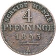 Prusy - Fryderyk Wilhelm IV - 4 Pfennig 1853 A - Berlin - STAN !