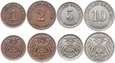 Niemcy - Cesarstwo - zestaw - 1, 2, 5 i 10 Pfennig 1890-1916