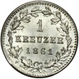 Nassau - Adolf - 1 Krajcar 1861 - Srebro - Stan MENNICZY - UNC