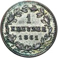 Niemcy - Nassau - 1 Krajcar 1861 - Srebro - STAN !