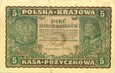 Polska - BANKNOT - 5 Marek Polskich 1919 - Kościuszko