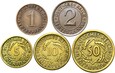 Weimar - zestaw 5 monet - 1 2 5 10 50 Rentenpfennig 1923-1924