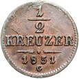 Austria - Franciszek Józef I - 1/2 Krajcara 1851 G - Nagybanya STAN !