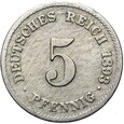 Niemcy - Cesarstwo - 5 Pfennig 1893 G - RZADSZA !