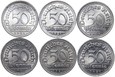Niemcy - 6 monet 50 Pfennig 1921 - KOMPLET MENNIC - ADEFGJ