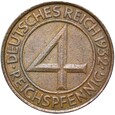 Niemcy - Weimar - 4 Reichspfennig 1932 G - Brüning-Taler - STAN !