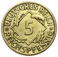 Niemcy - Weimar - 5 Reichspfennig 1926 F - RZADSZA !