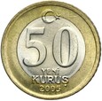 Turcja - monety - 50 Kurus 2005 - BIMETAL - 100 sztuk