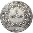 Włochy - LUCCA PIOMBINO - Felice i Eliza - 5 Franchi 1807 - Srebro