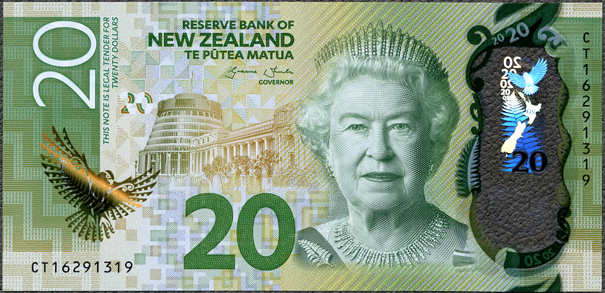 Nowa Zelandia - 20 dolarów 2016 * Elżbieta II * sokół * polimer