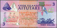 Wyspy Cooka - 3 dolary ND/1992 * P7 * ptak i ryby