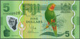 Fidżi - 5 dolarów ND/2013 * P115 * papuga * polimer