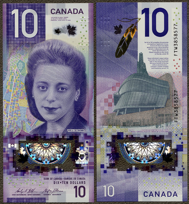 Kanada - 10 dolarów 2018 * Viola Desmond *  nowy polimer 