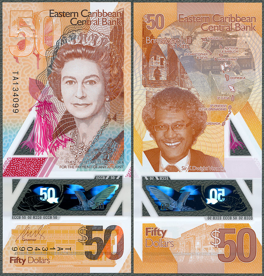 Karaiby Wschodnie - East Caribbean States - 50 dolarów 2019 * polimer