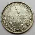 Niemiecka Afryka Wschodnia 1/4 Rupii 1910 J Wilhelm II