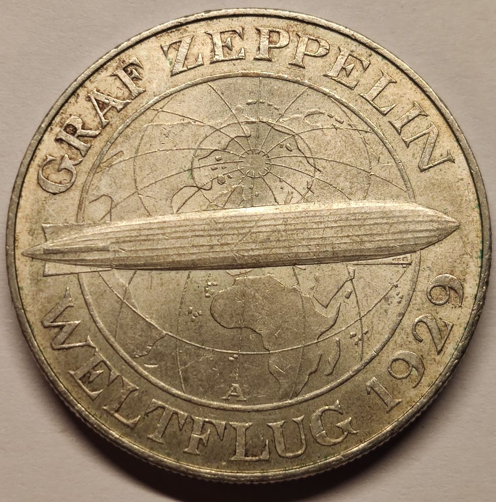 Niemcy, Weimar, 5 Reichsmarki 1929 A, Zeppelin